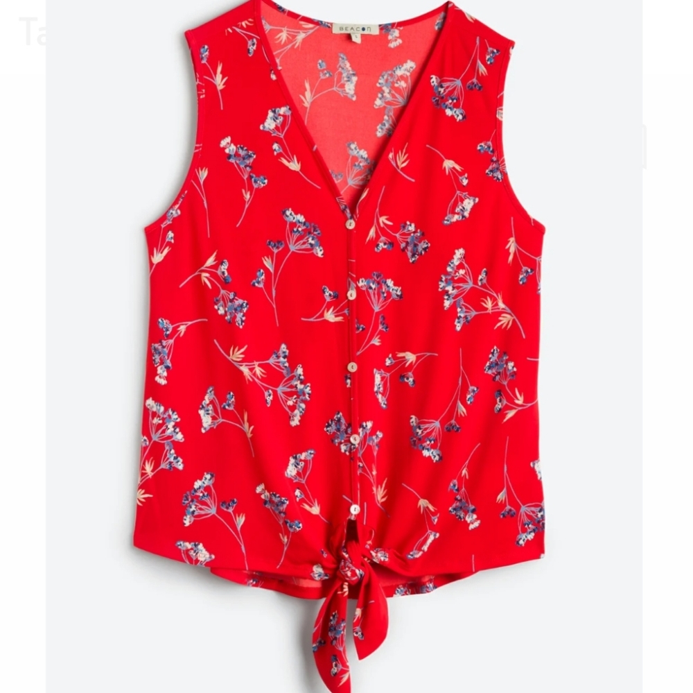FINAL DROP Estella Button Down Tie Front Knit Tank